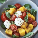 Fried Polenta Panzanella with Tomato, Basil, and Burrata