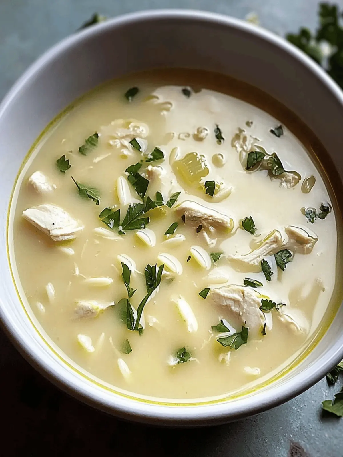 Silky Greek Lemon Chicken Soup with Orzo