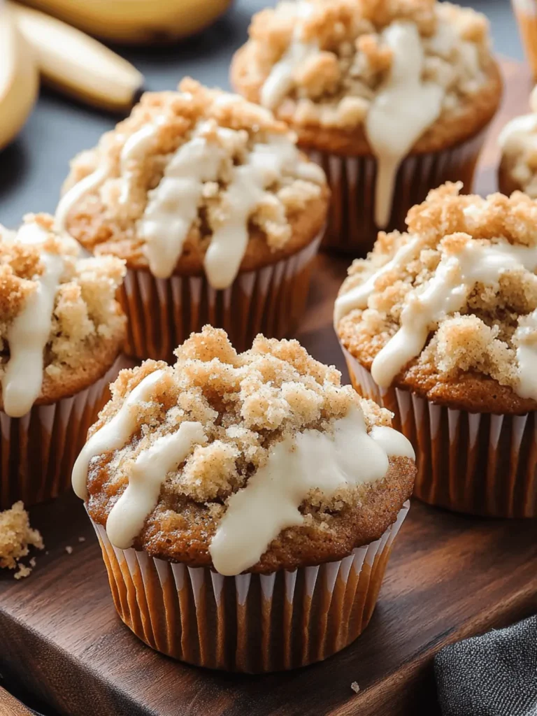Irresistibly Moist Banana Crumb Muffins with Vanilla Glaze 2 Banana Crumb Muffins