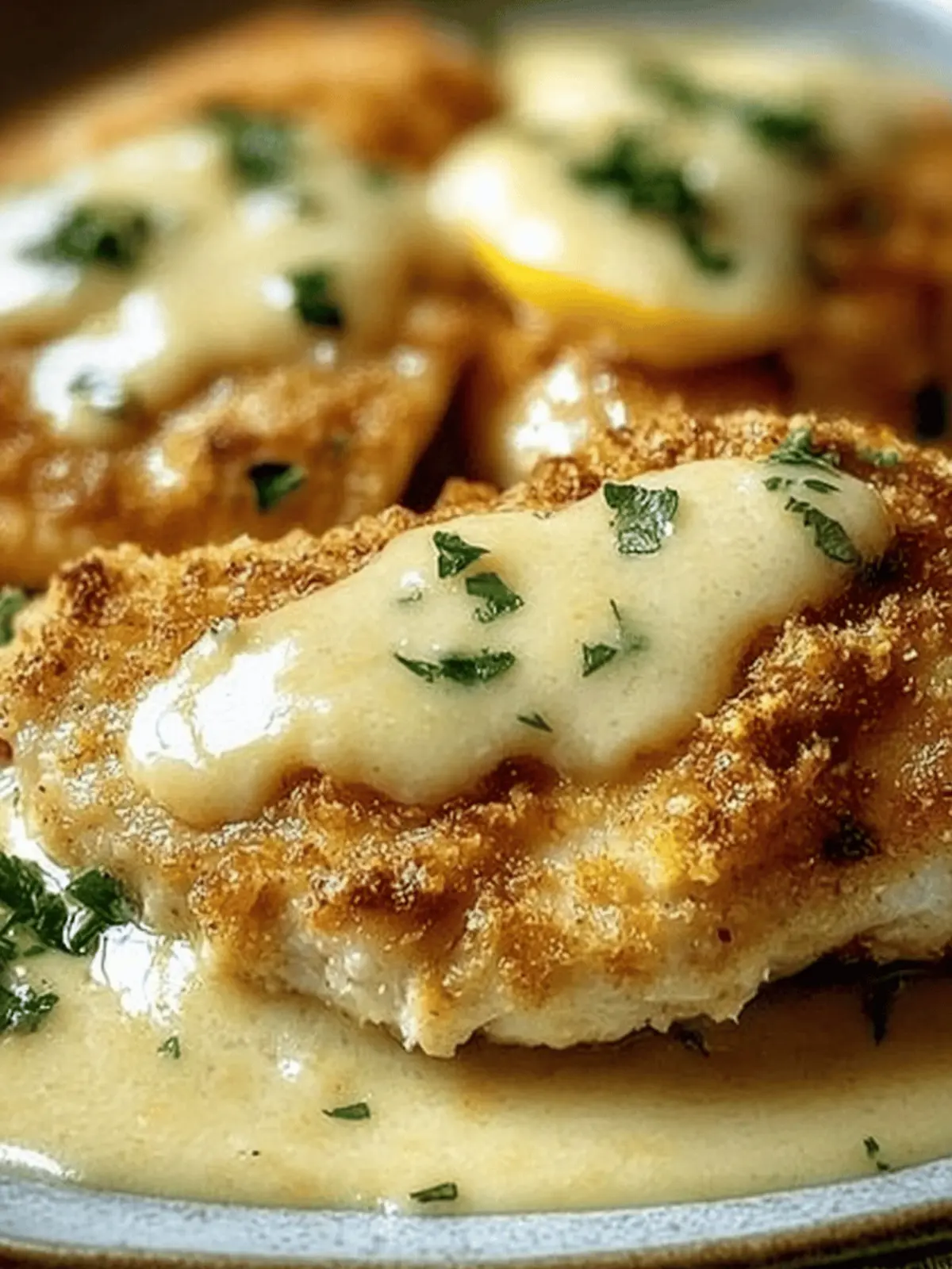 Lemon Pecorino Crusted Chicken with Creamy Lemon Sauce