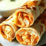 Spicy Cheesy Buffalo Chicken Wrap Rolls