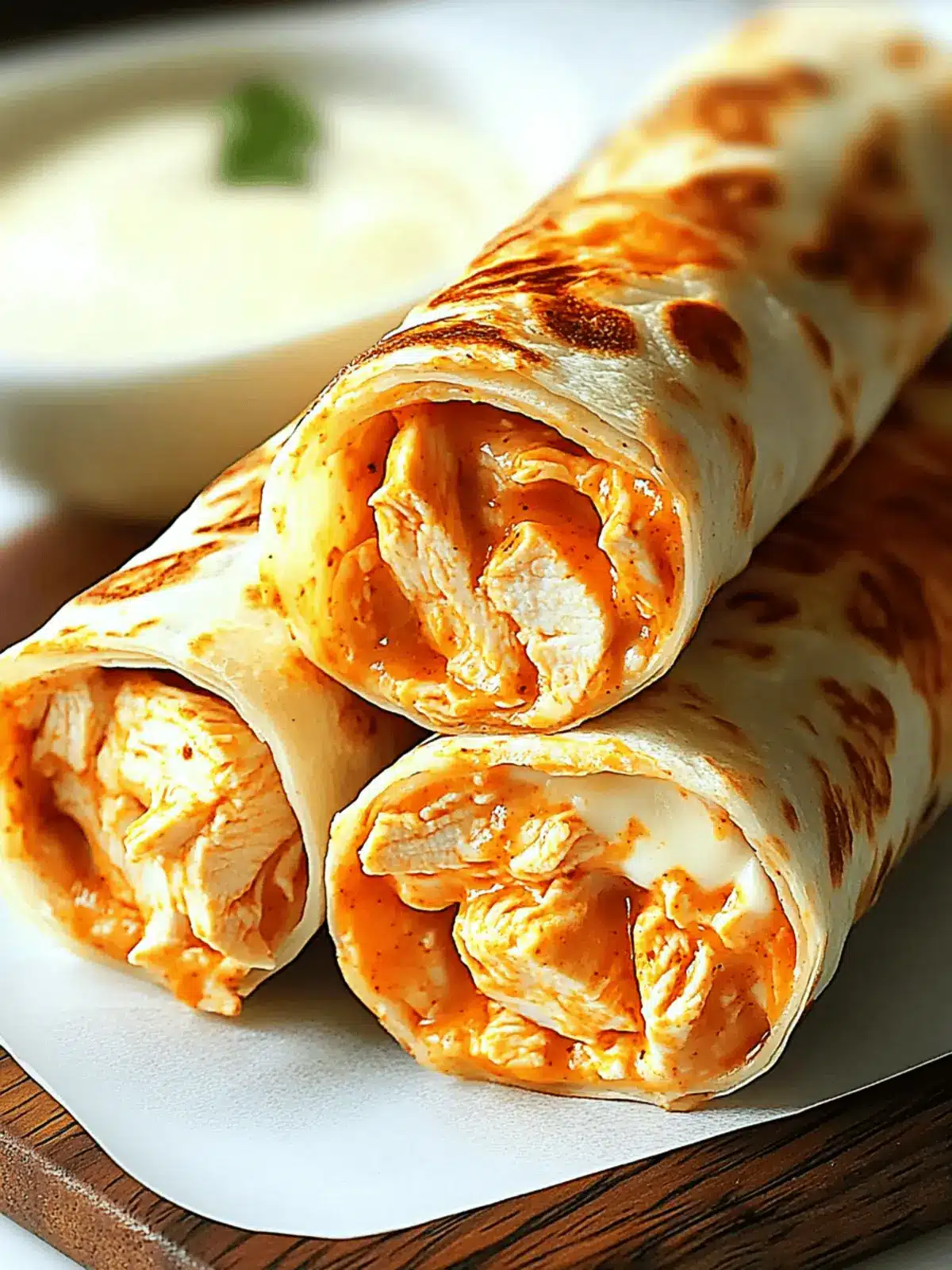 Spicy Cheesy Buffalo Chicken Wrap Rolls