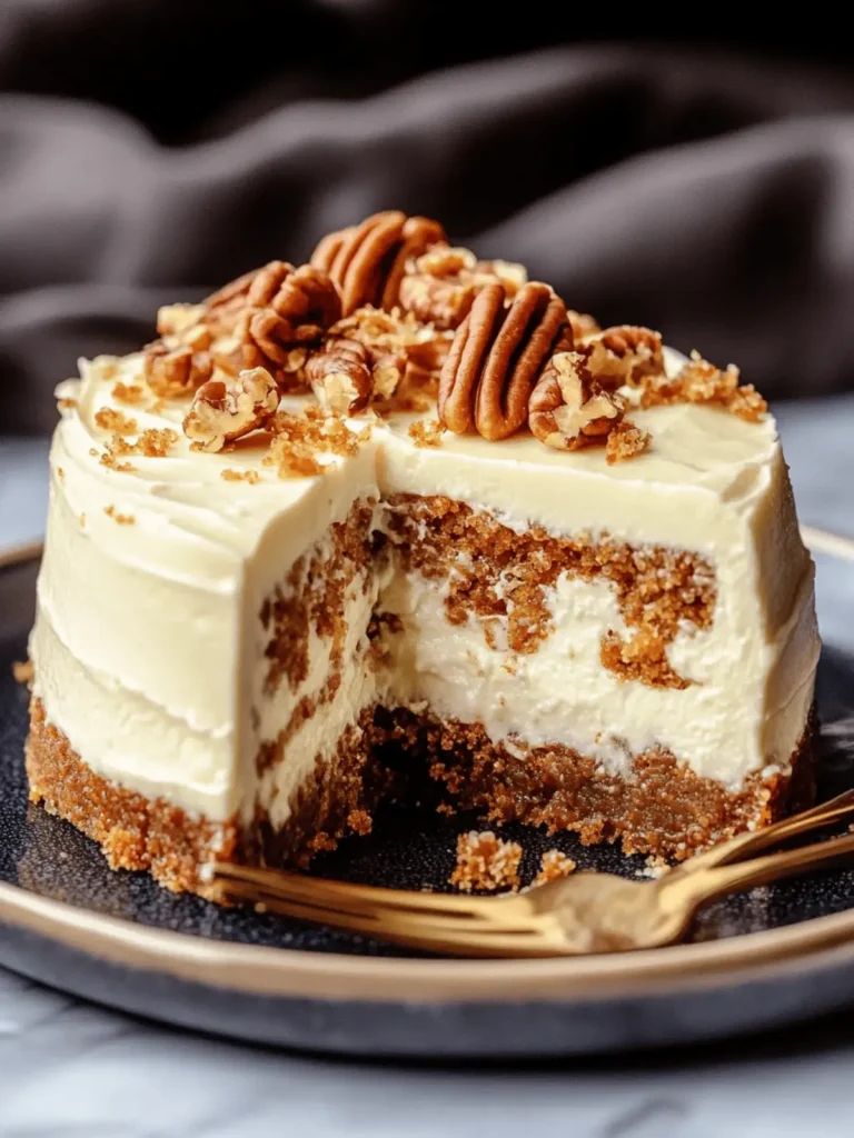 Swirled Carrot Cake Cheesecake with Cream Cheese Frosting and Caramelized Pecans