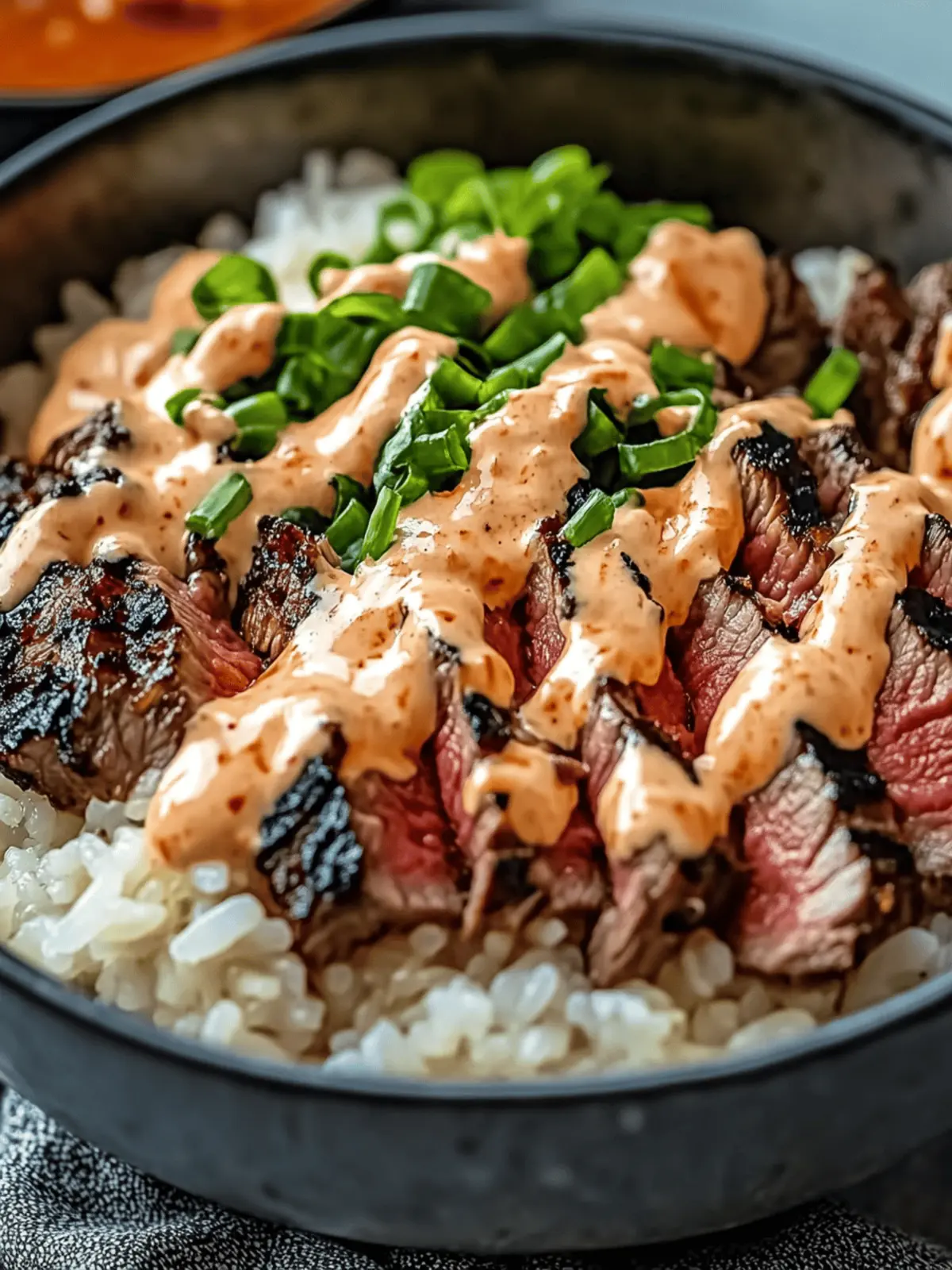 Korean BBQ Steak Rice Bowls with Spicy Cream Sauce - deliceflash