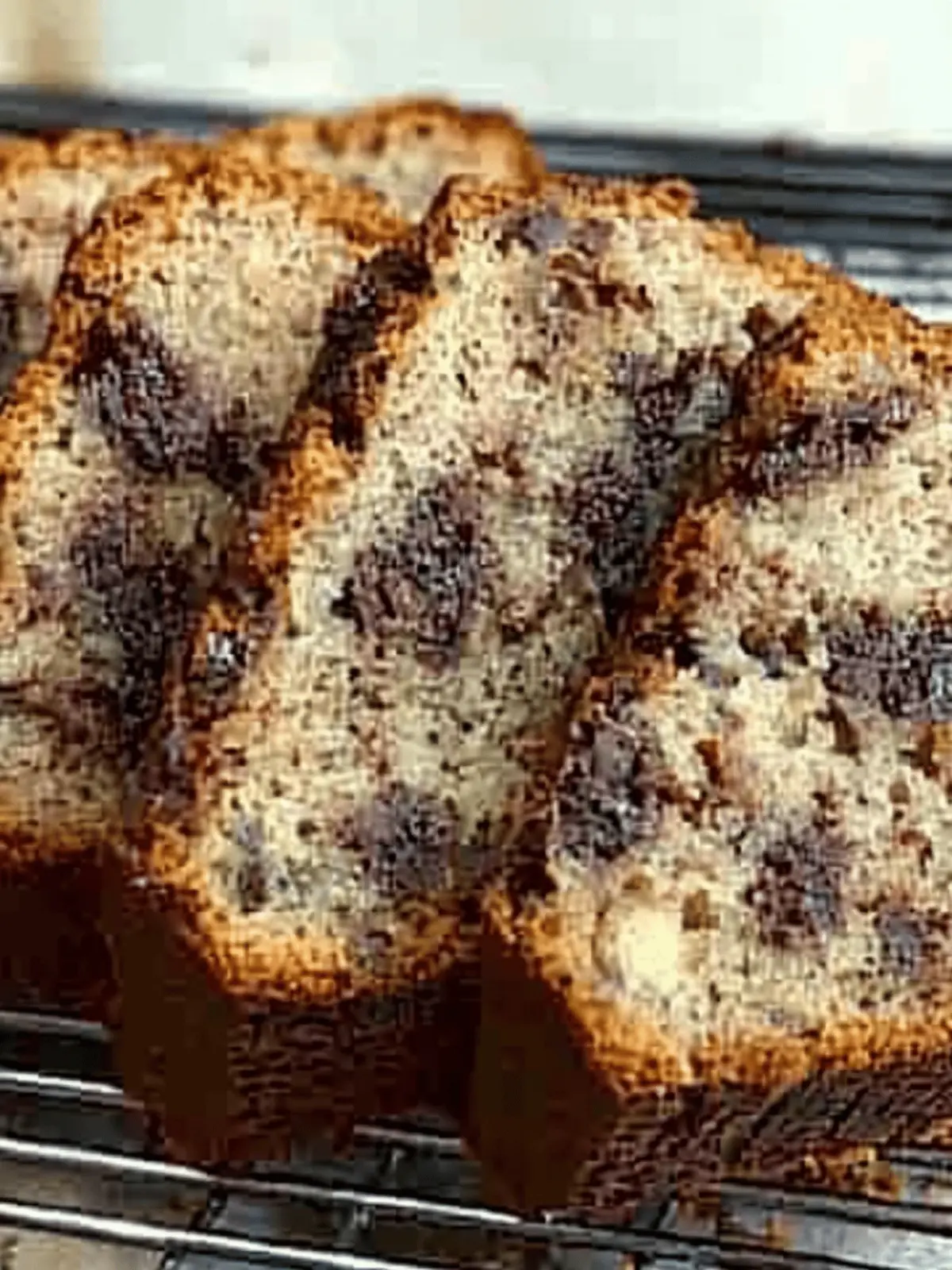 Sliced Chocolate Chunk Banana Bread