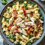 Creamy Chicken Caesar Pasta Salad with Crispy Bacon