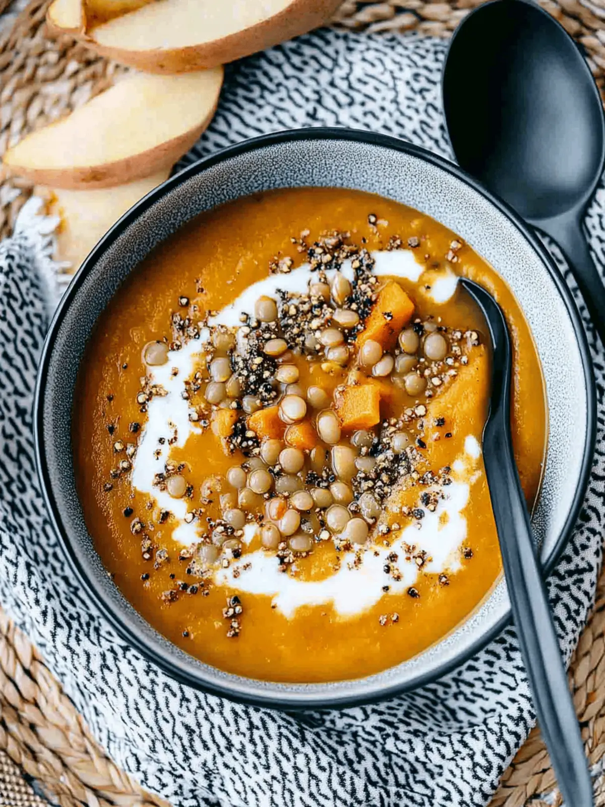 Sweet Potato, Carrot, Apple, and Red Lentil Soup Recipe