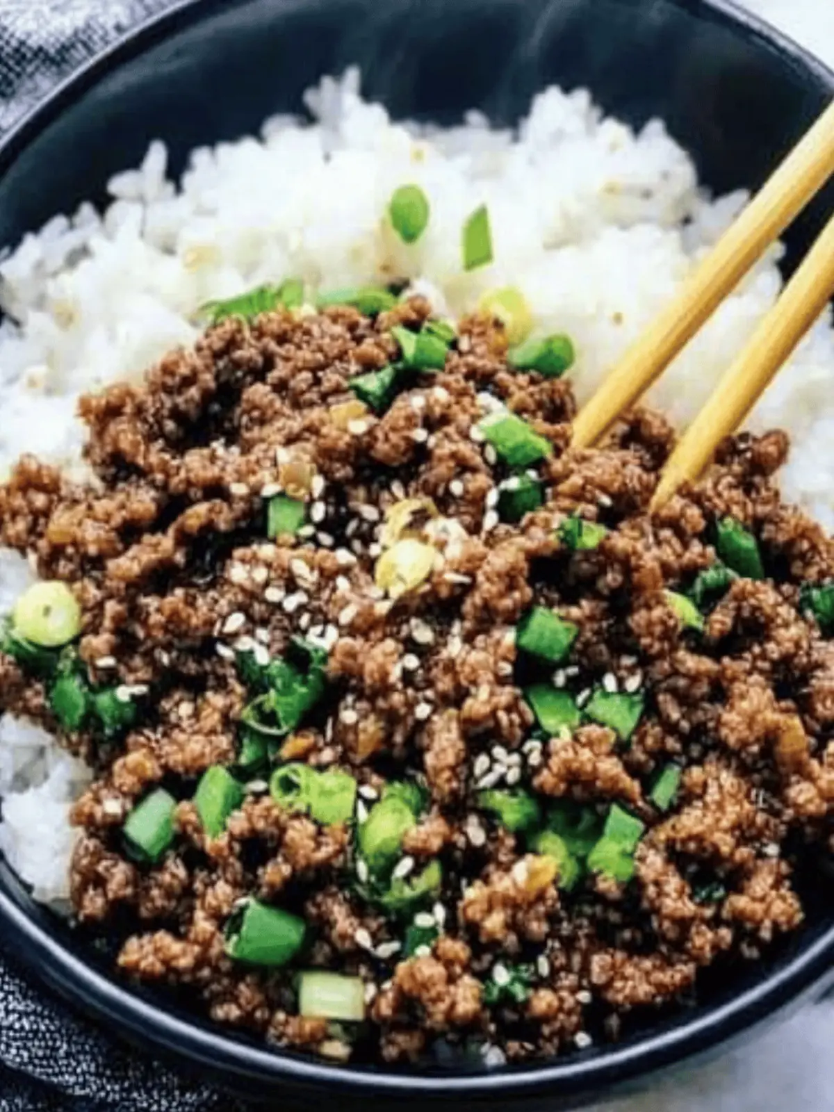 Korean Ground Beef and Rice Bowls