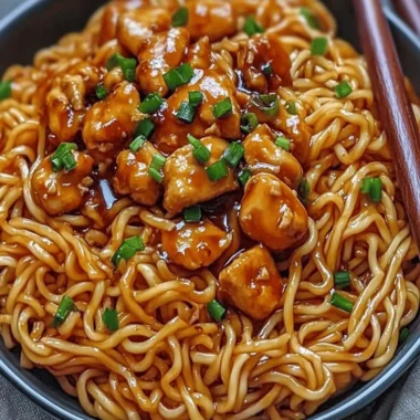 Sticky Garlic Chicken Noodles | TastyEra