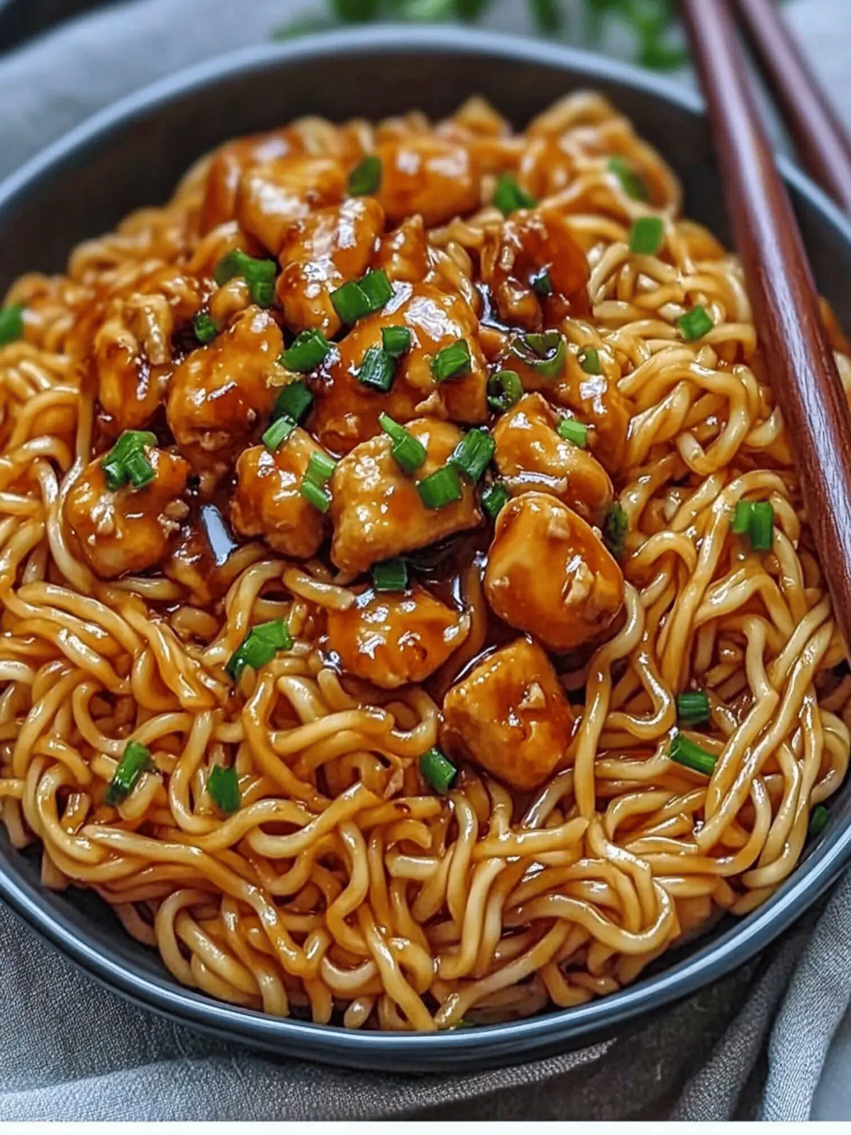 Sticky Garlic Chicken Noodles | TastyEra
