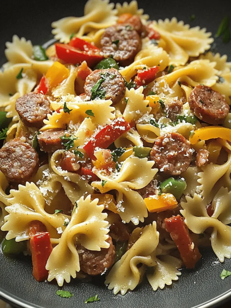 Savory Bow Tie Pasta with Sausage and Sweet Peppers Bliss 2 Savory Bow Tie Pasta with Sausage and Sweet Peppers