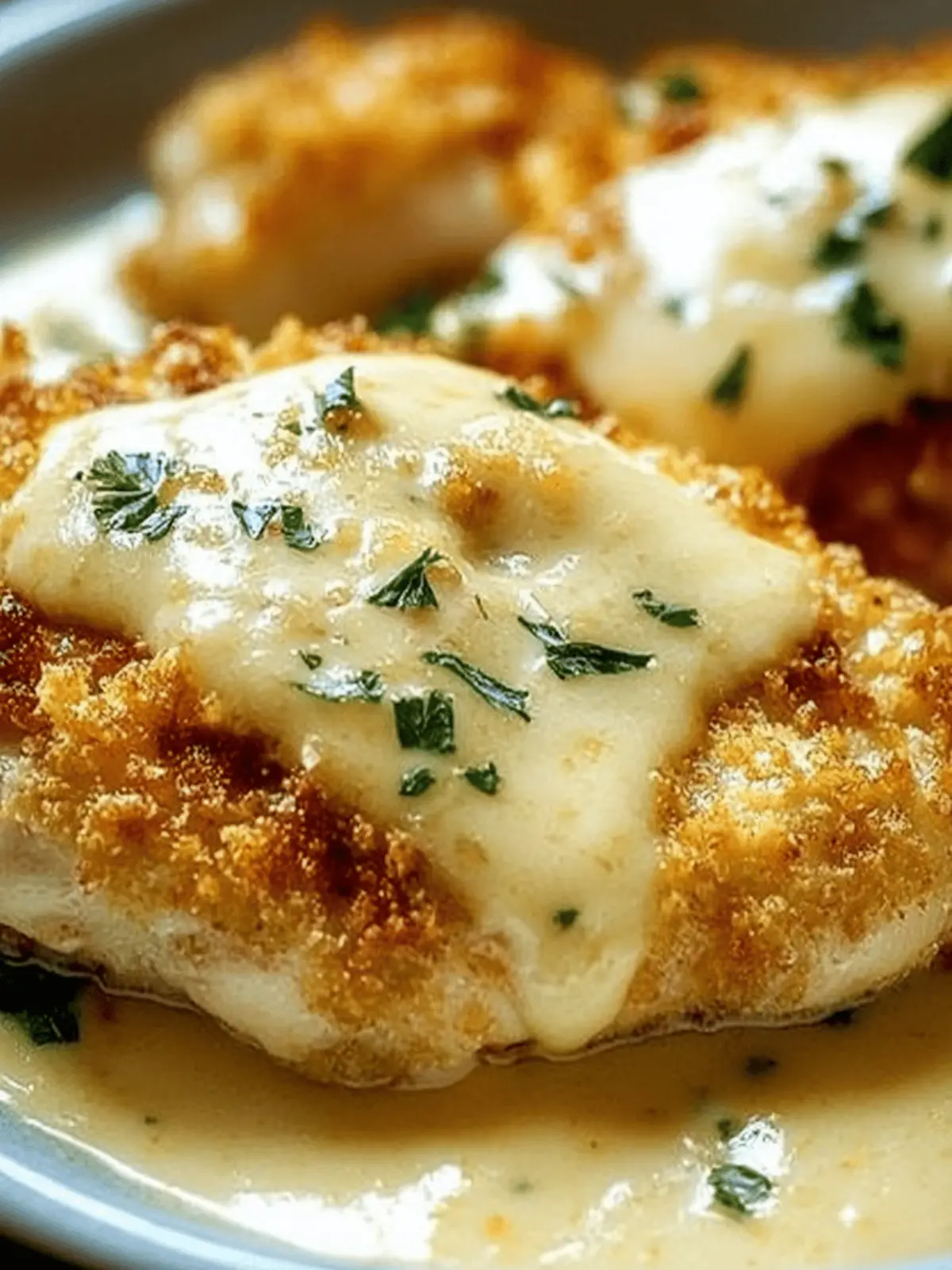 Lemon Pecorino Crusted Chicken with Creamy Lemon Sauce