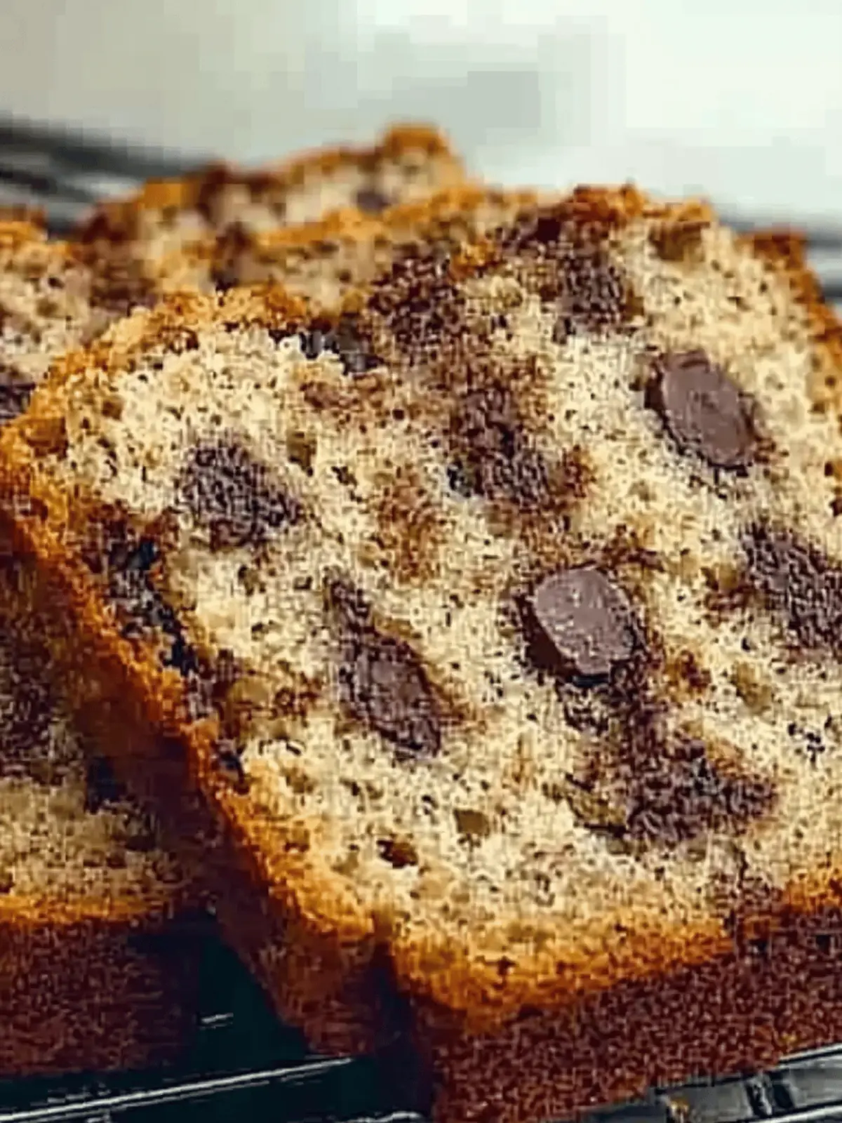 Sliced Chocolate Chunk Banana Bread