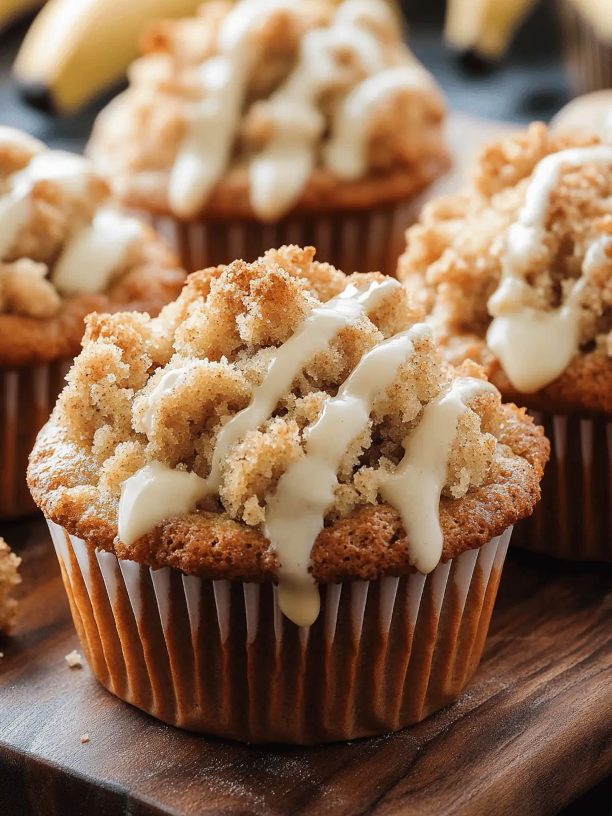 Irresistibly Moist Banana Crumb Muffins with Vanilla Glaze 5 Banana Crumb Muffins