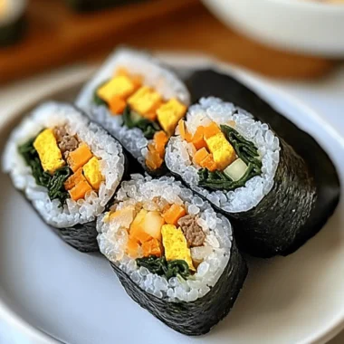 Kimbap with Beef, Spinach, and Pickled Radish