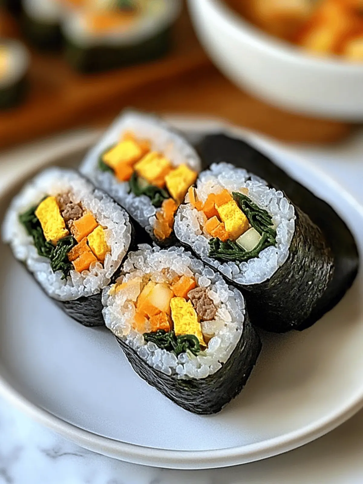 Kimbap with Beef, Spinach, and Pickled Radish