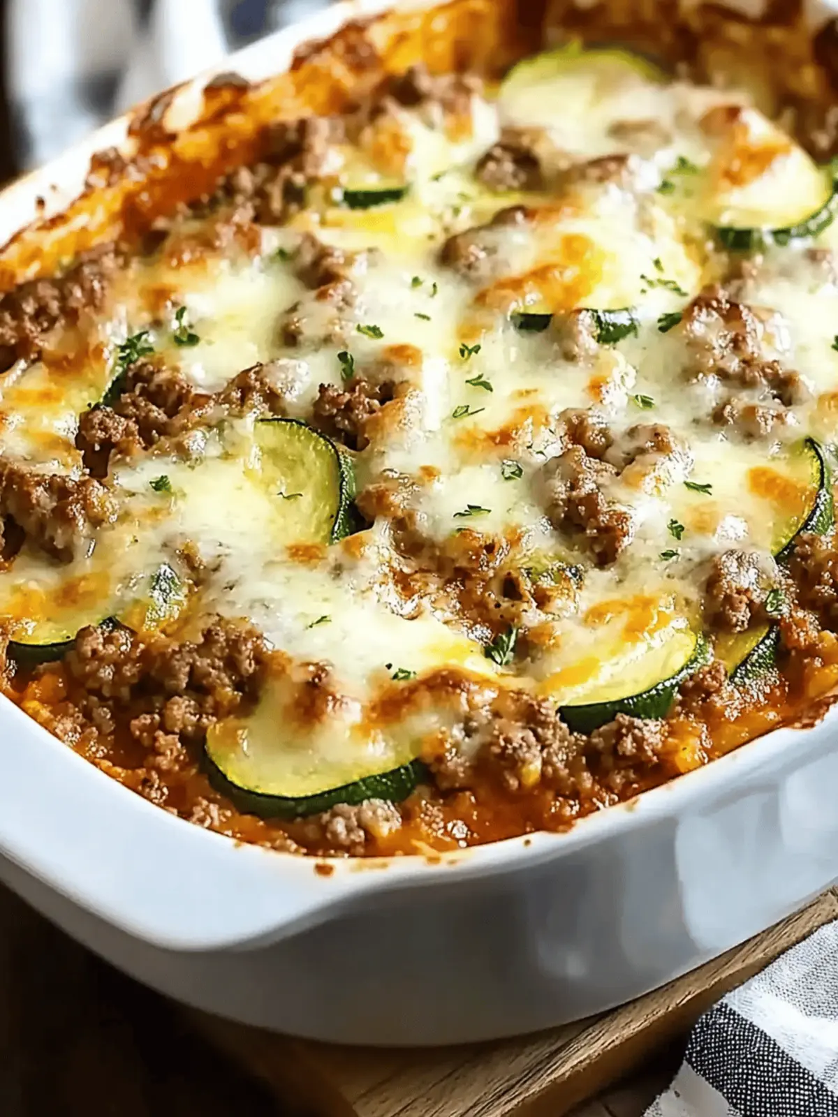 Cheesy Ground Beef and Zucchini Casserole (Easy, Hearty & Cheesy Delight)