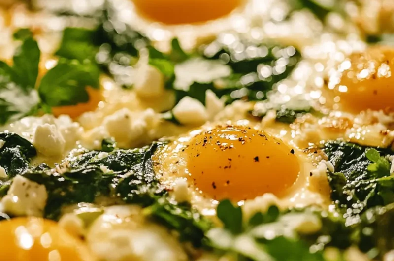 Green Eggs, No Ham: Baked Eggs with Spinach, Leeks & Feta