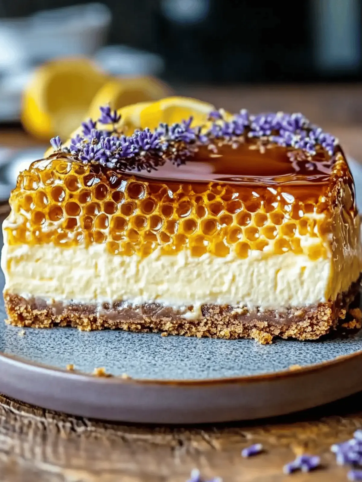 Ultimate Lemon Lavender Cheesecake Topped with Honeycomb: A Culinary Masterpiece - Velma Recipes – Easy Homemade Delights