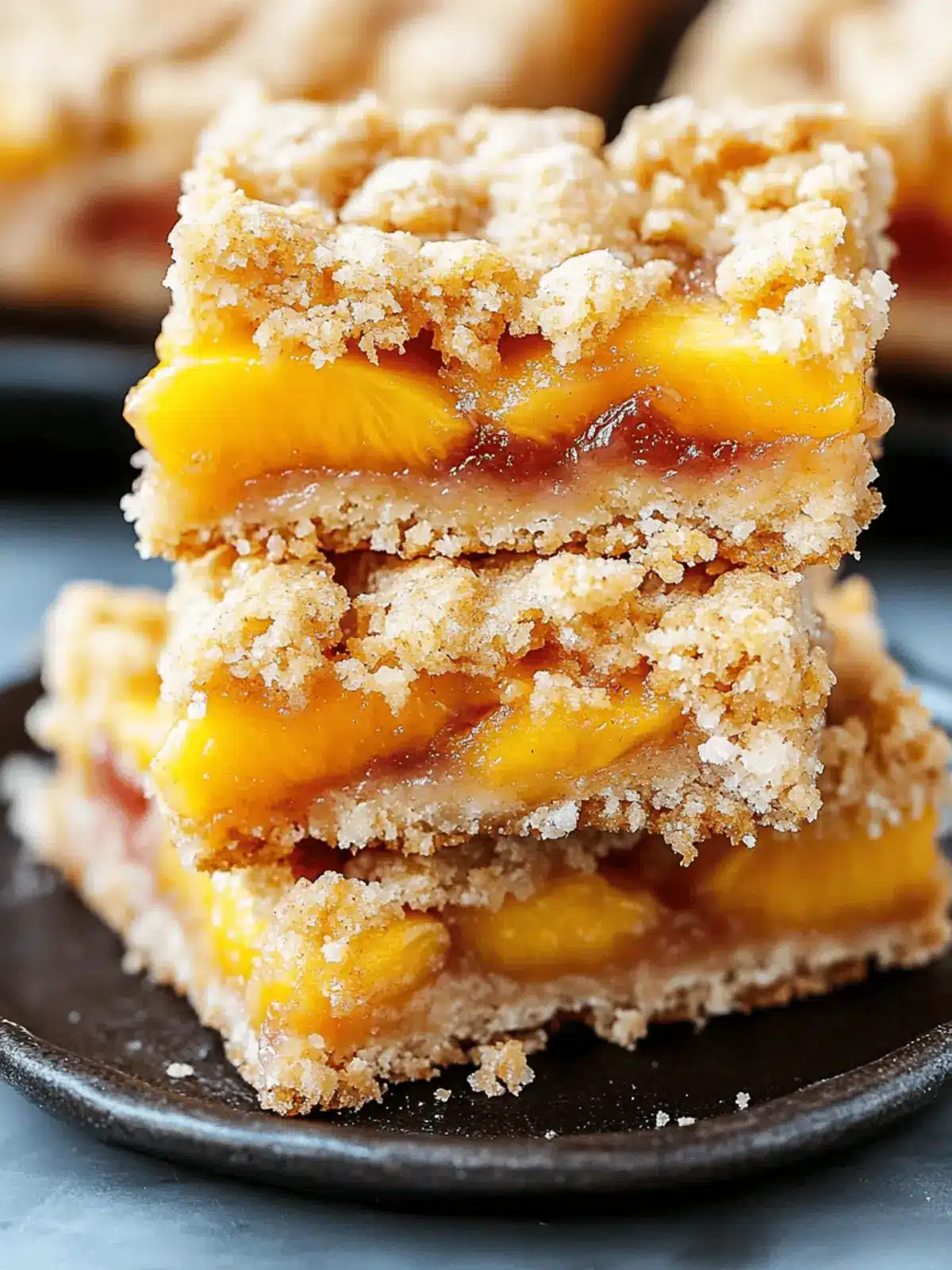 Buttery Peach Crumb Bars with Creamy Filling