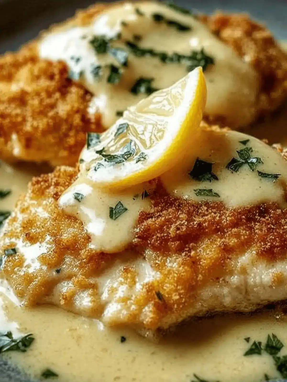 Lemon Pecorino Crusted Chicken with Creamy Lemon Sauce