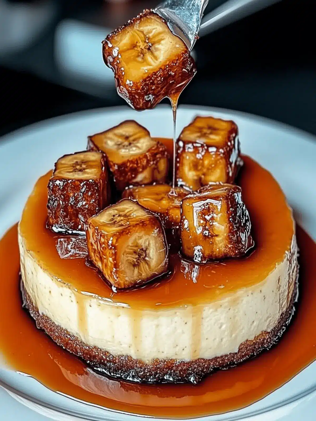 Caramelized Banana Cheesecake With Rum Glaze
