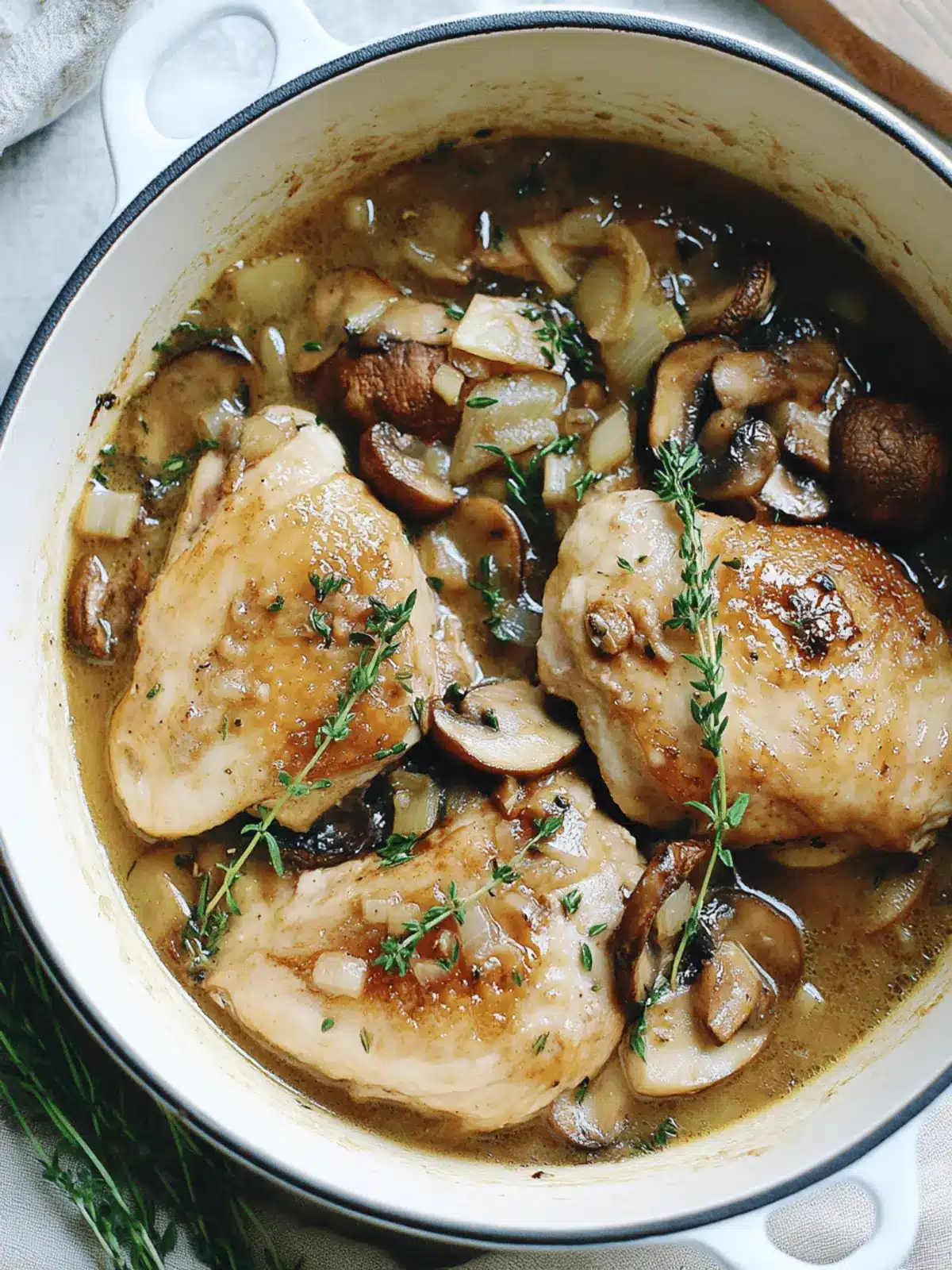 Braised Chicken with Mushrooms and Shallots