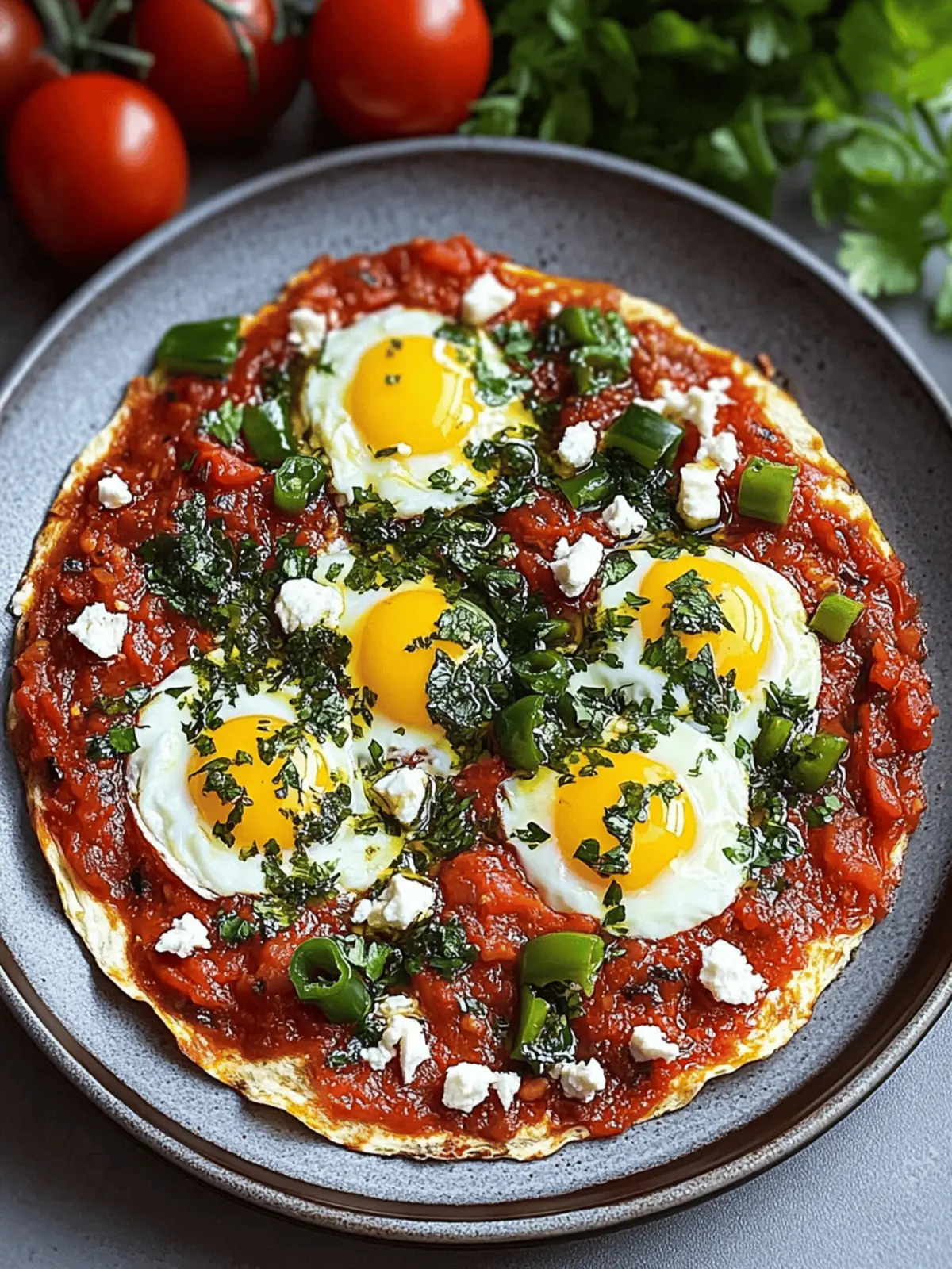 Mediterranean Skillet Eggs in Spiced Tomato-Pepper Sauce
