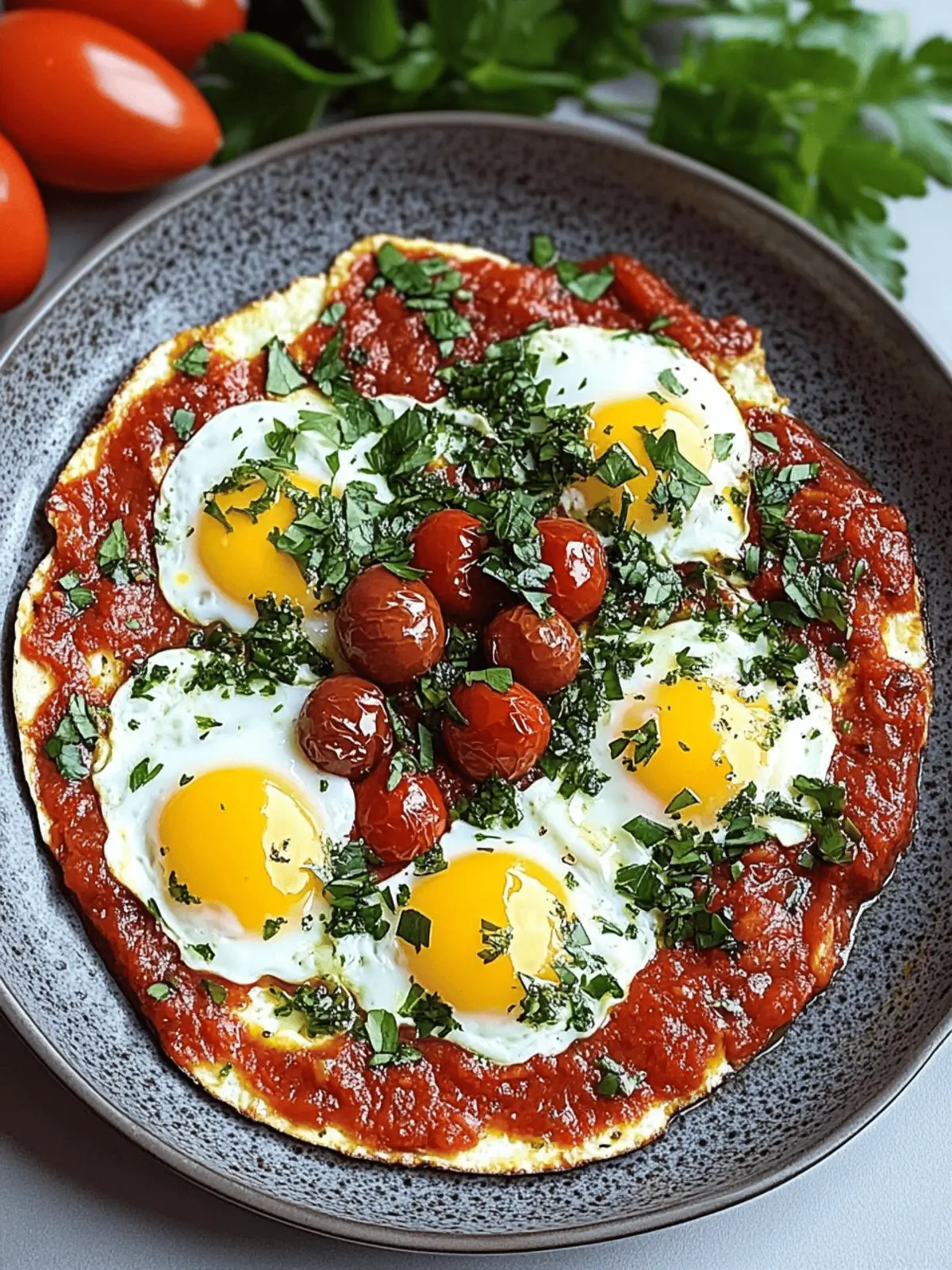 Mediterranean Skillet Eggs in Spiced Tomato-Pepper Sauce