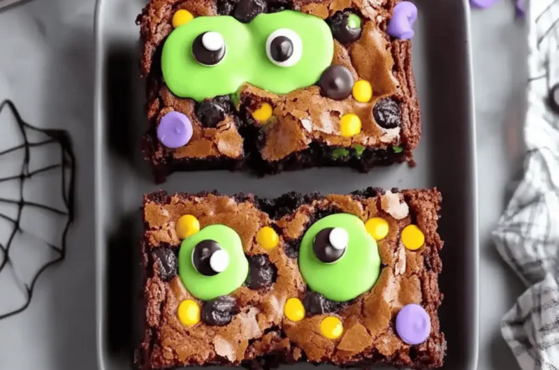 Colorful Halloween Monster Cookie Brownies