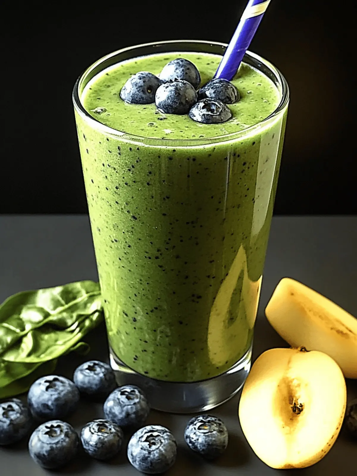 Creamy Green Power Smoothie with Blueberries