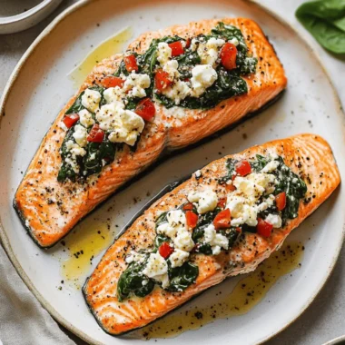 Stuffed Salmon With Spinach & Feta