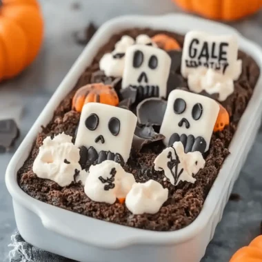 Spooky Graveyard Chocolate Pudding Dirt Cake