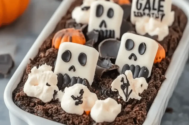 Halloween Delight: Spooky Graveyard Chocolate Pudding Dirt Cake 1 Spooky Graveyard Chocolate Pudding Dirt Cake