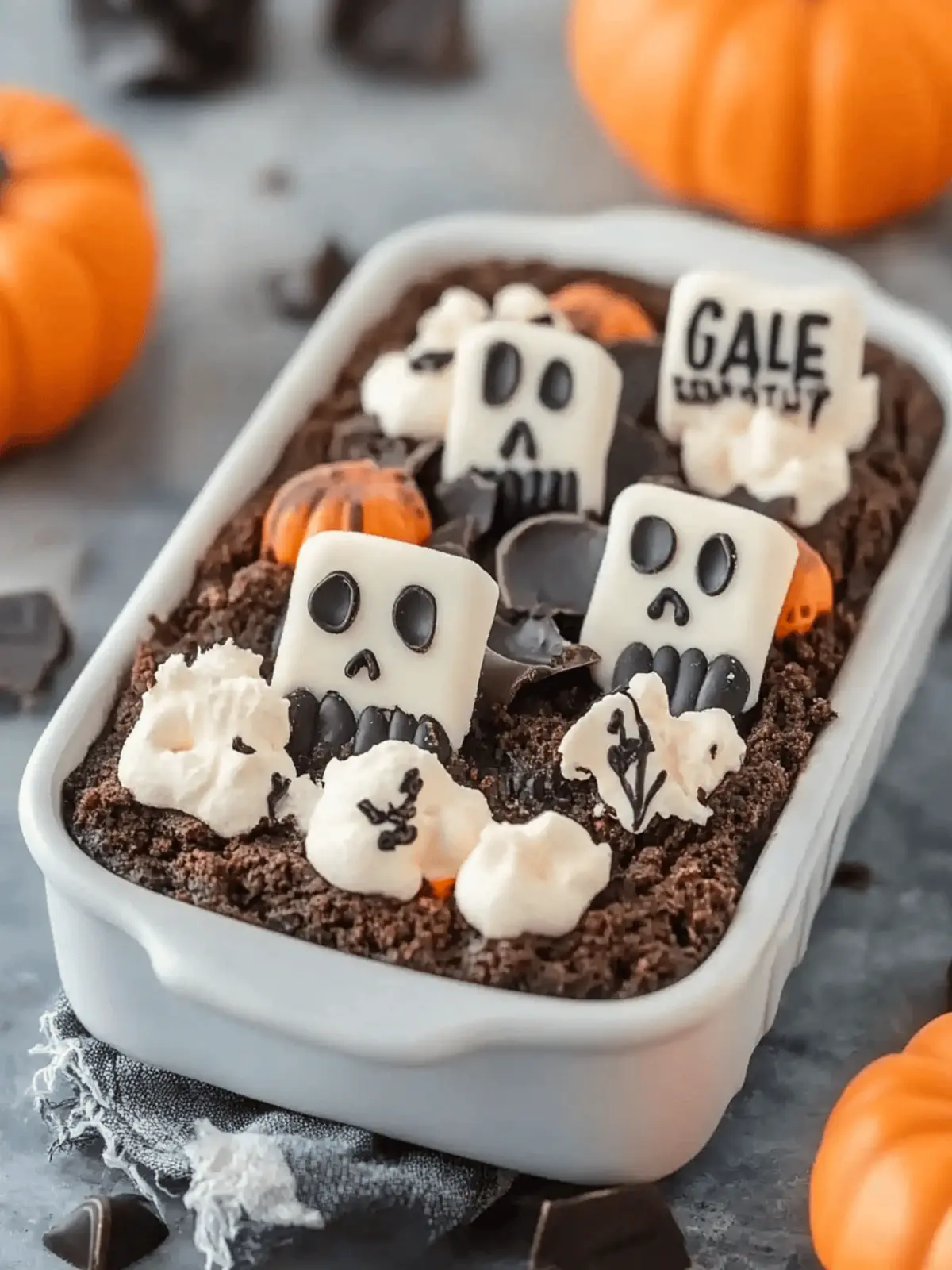 Spooky Graveyard Chocolate Pudding Dirt Cake