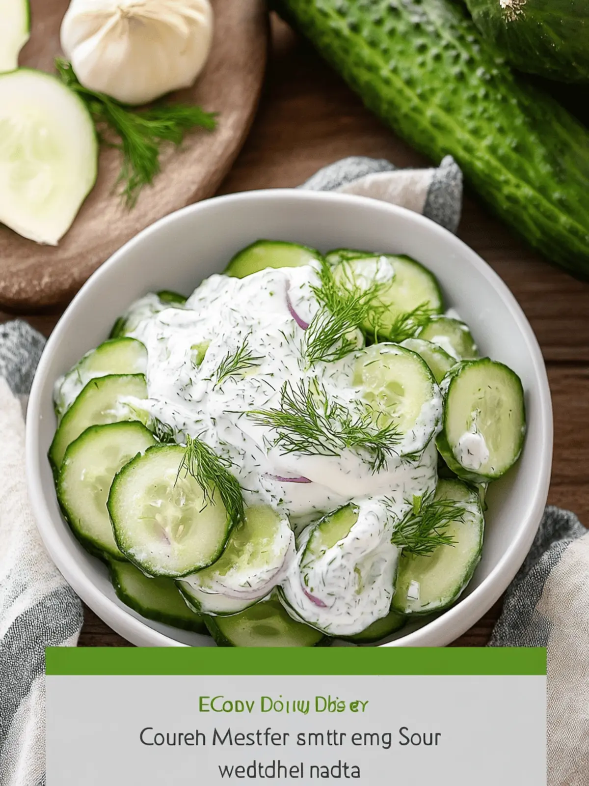 Creamy Dill Cucumber Salad with Sour Cream and Fresh Baby Dill