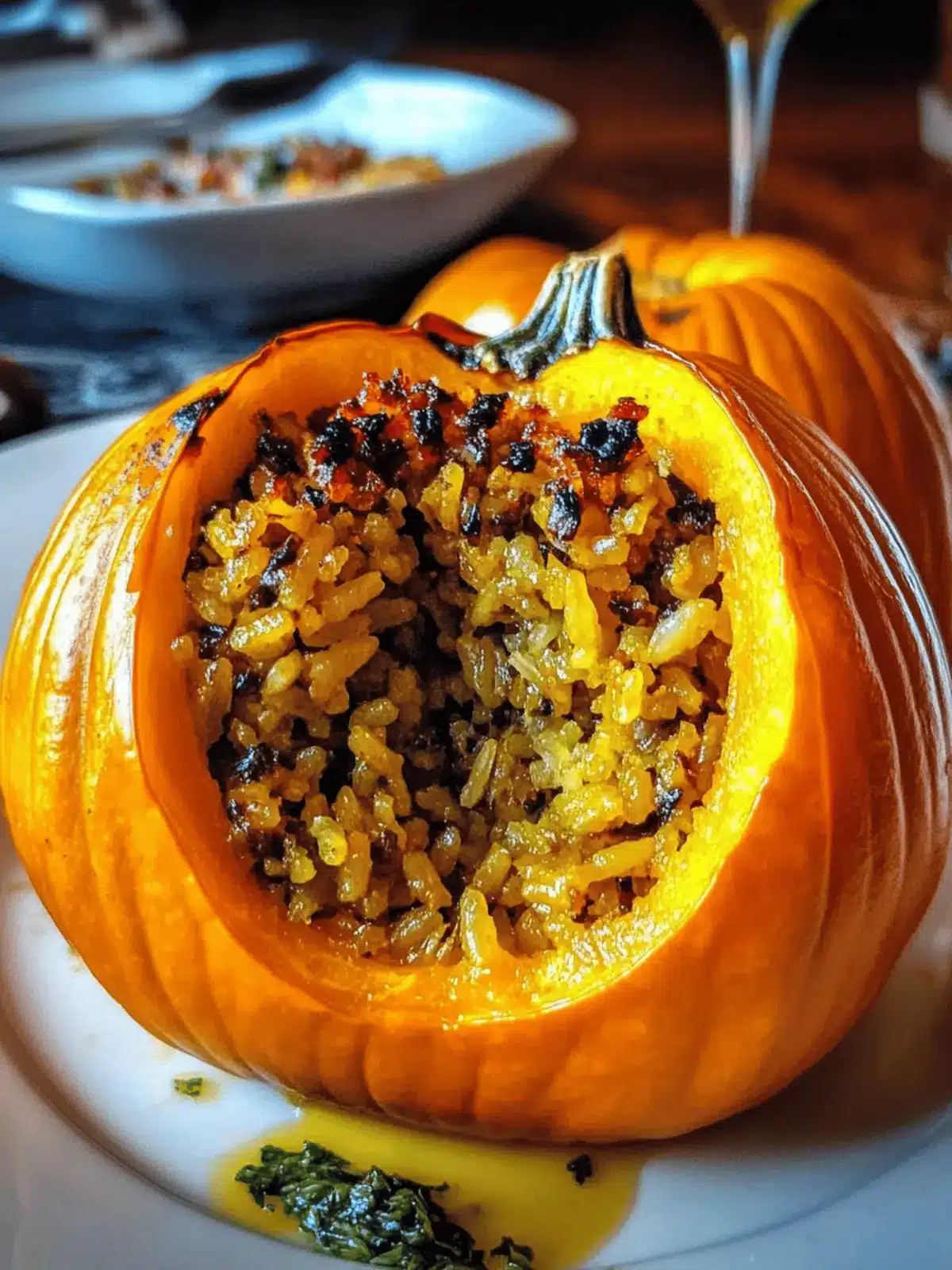 Roasted Stuffed Pumpkin Rice