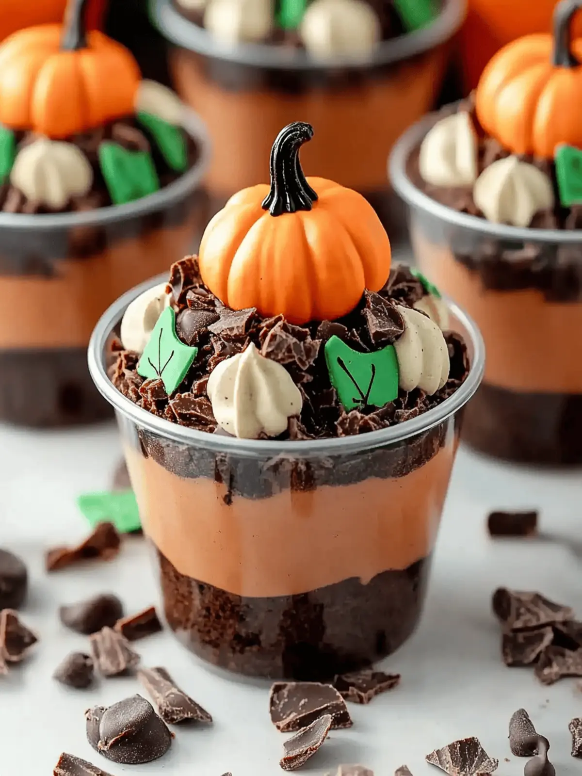 Chocolate Pumpkin Patch Dirt Cups: A Fun No-Bake Treat 4 Chocolate Pumpkin Patch Dirt Cups