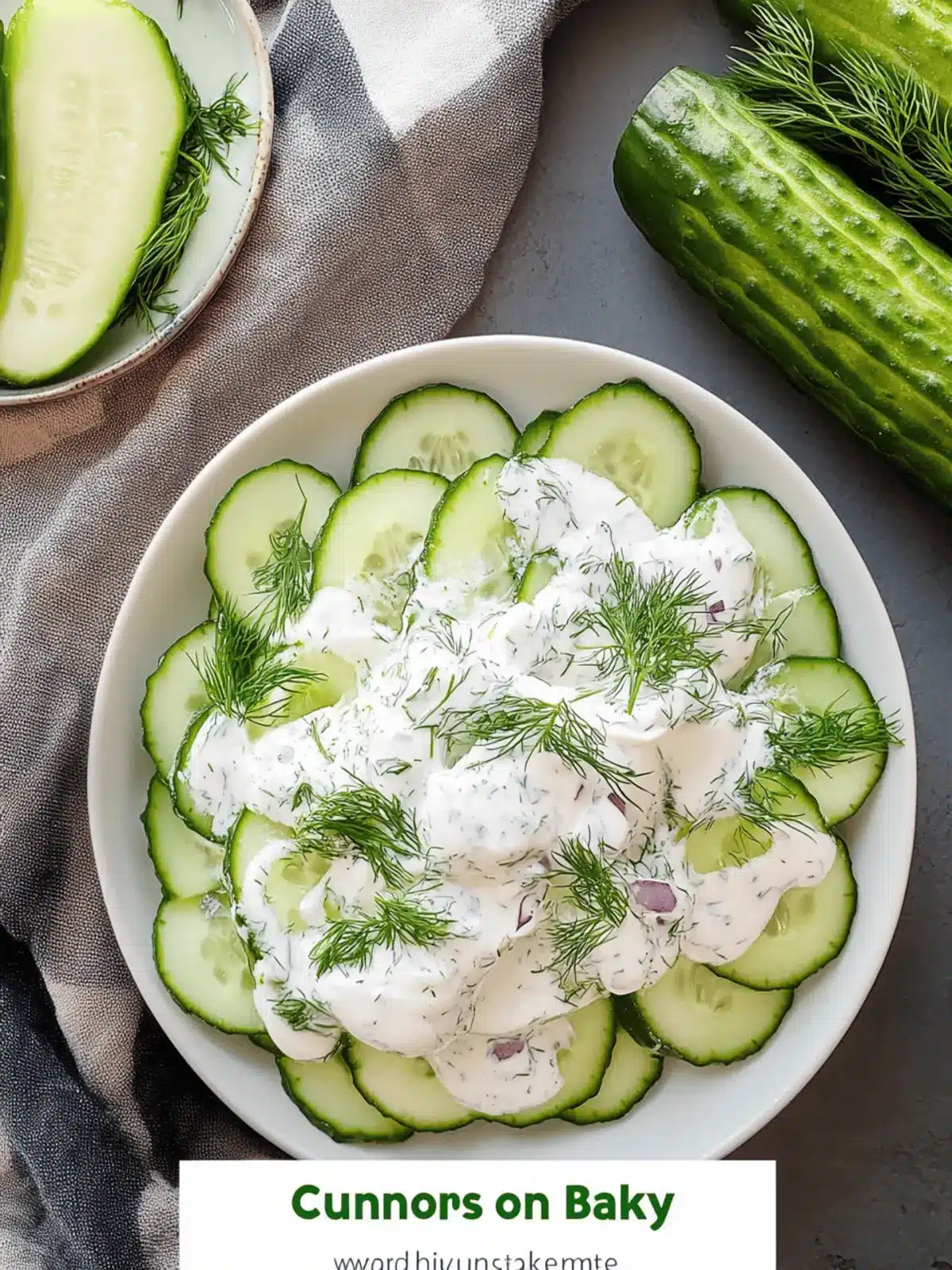 Creamy Dill Cucumber Salad with Sour Cream and Fresh Baby Dill