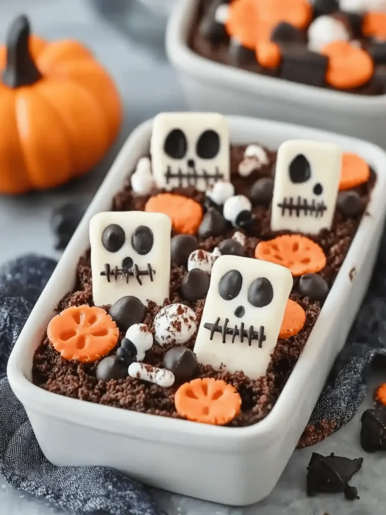 Halloween Delight: Spooky Graveyard Chocolate Pudding Dirt Cake 4 Spooky Graveyard Chocolate Pudding Dirt Cake