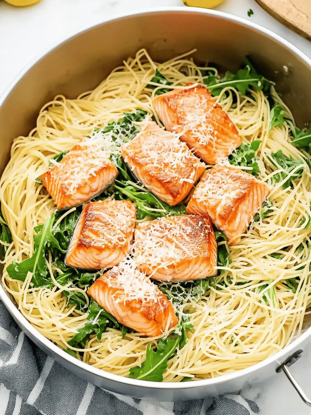 Light and Fresh Angel Hair Pasta with Salmon and Creamy Sauce 3 Angel Hair Pasta with Salmon, Arugula, and Creamy Lemon-Parmesan Sauce