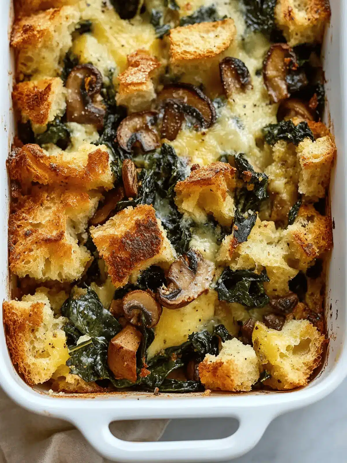 Cheesy Spinach and Mushroom Breakfast Stuffing
