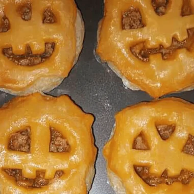 Halloween Jack-o'-Lantern Beef Pies
