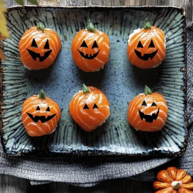 Halloween salmon temari sushi