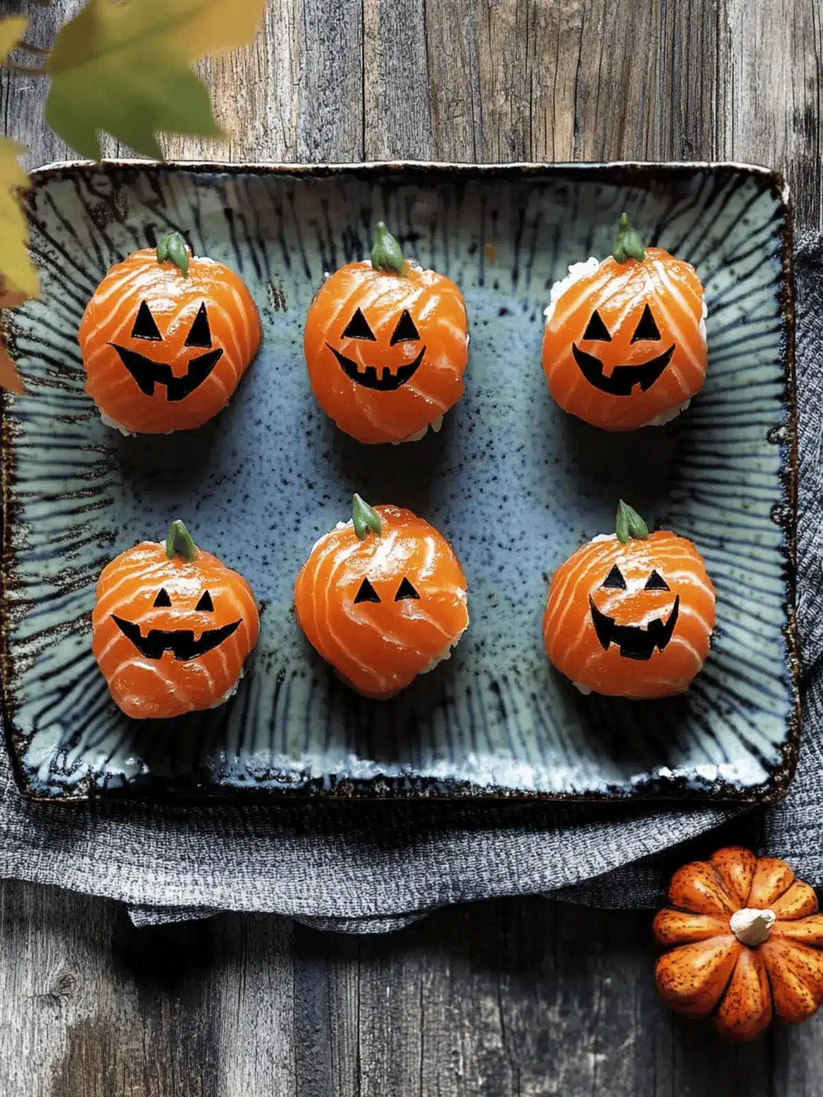 Halloween salmon temari sushi