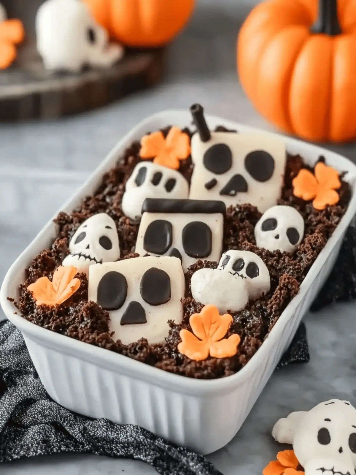 Halloween Delight: Spooky Graveyard Chocolate Pudding Dirt Cake 3 Spooky Graveyard Chocolate Pudding Dirt Cake