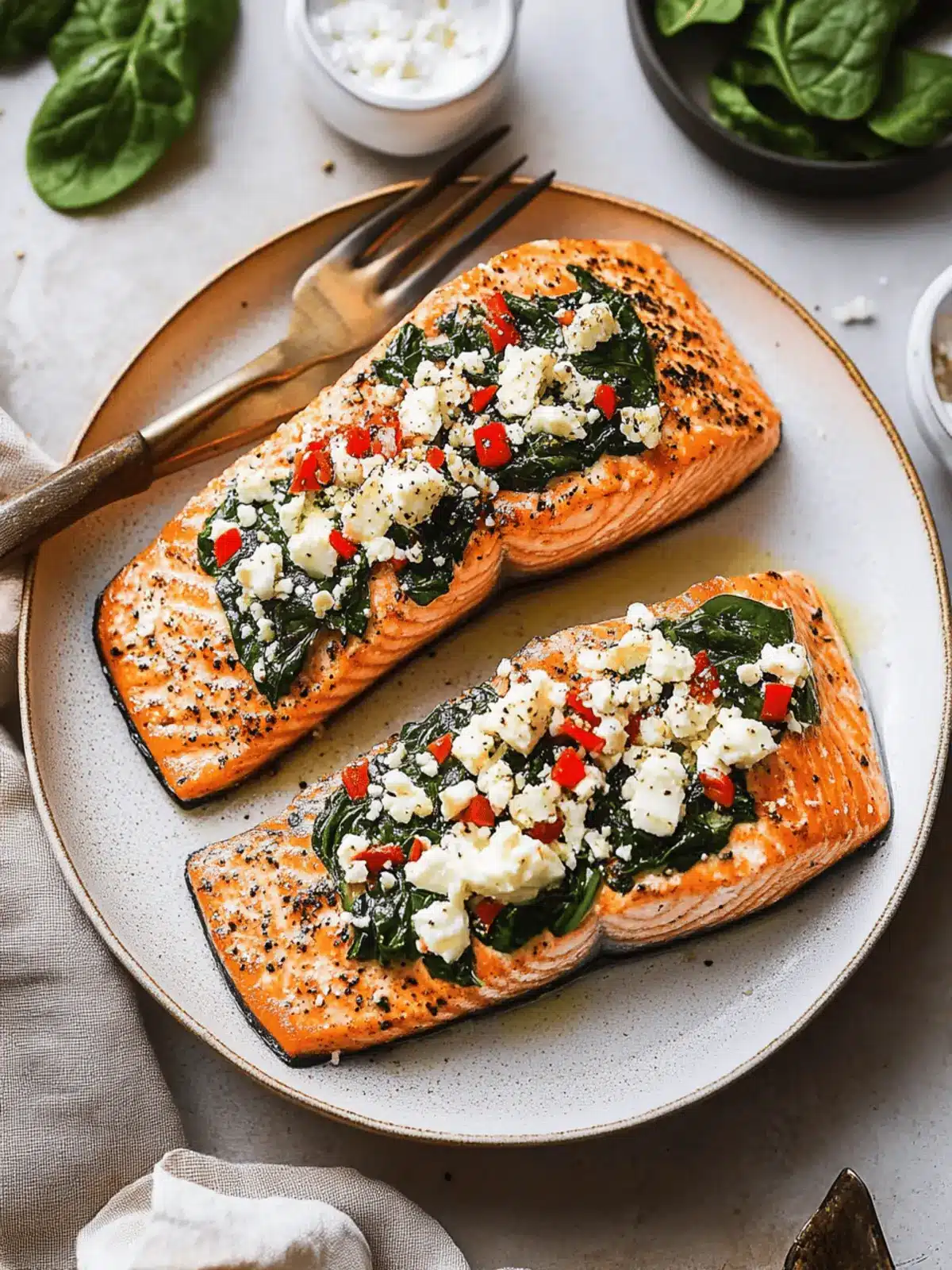 Stuffed Salmon with Spinach & Feta for a Quick Healthy Dinner 4 Stuffed Salmon With Spinach & Feta