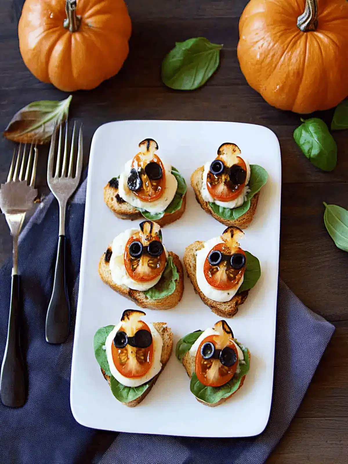 Halloween Caprese Crostini with Fun Mozzarella Skulls 4 Halloween Caprese Crostini