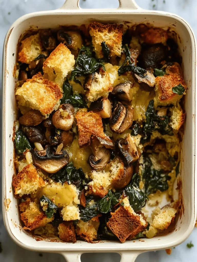 Cheesy Spinach and Mushroom Breakfast Stuffing That's a Crowd-Pleaser 4 Cheesy Spinach and Mushroom Breakfast Stuffing