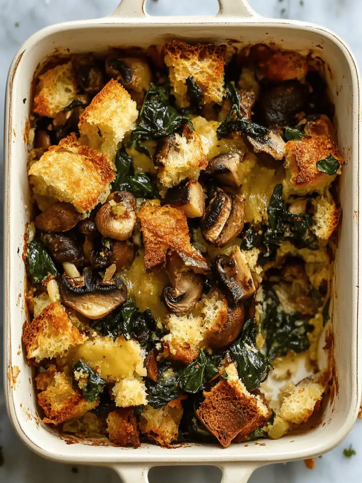 Cheesy Spinach and Mushroom Breakfast Stuffing